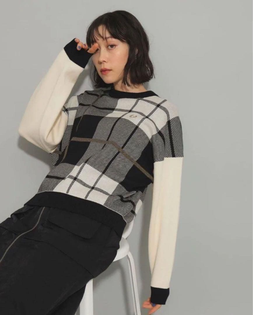 FRED PERRY × Ray BEAMS / 別注 タータンチェック ニット