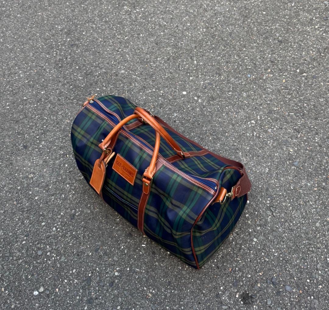 Vintage チェック　ボストンバッグ