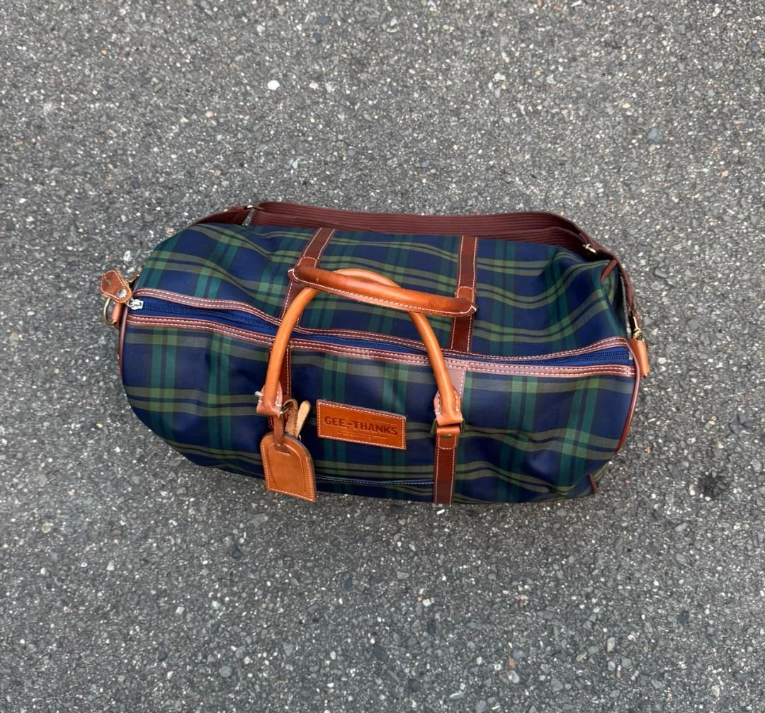 Vintage チェック　ボストンバッグ