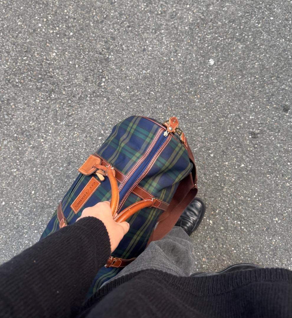 Vintage チェック　ボストンバッグ