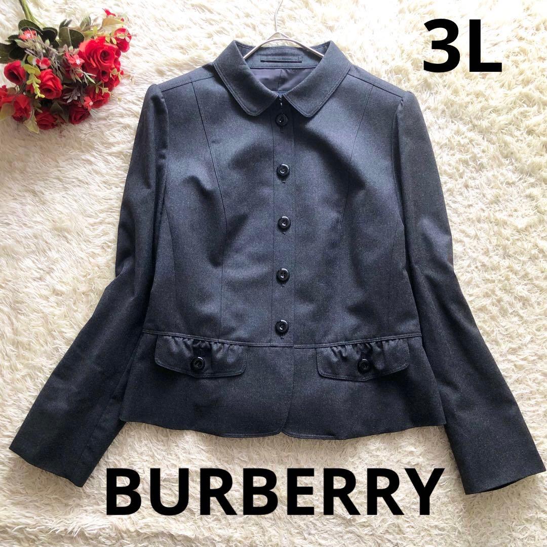 極美品♪BURBERRY LONDON♪ウールペプラジャケット　ダークグレー3L