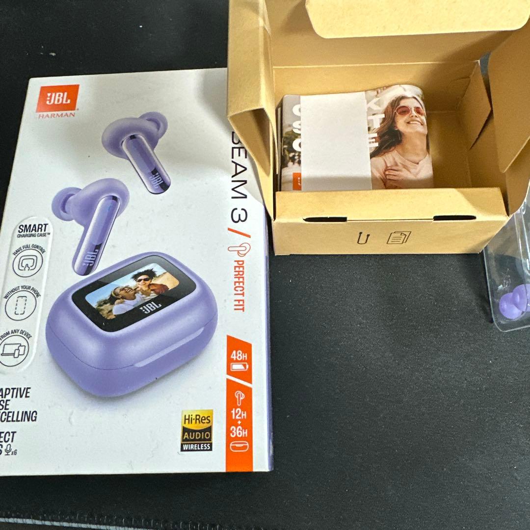 値下げ可JBL BEAM 3 ワイヤレスイヤホン パープル