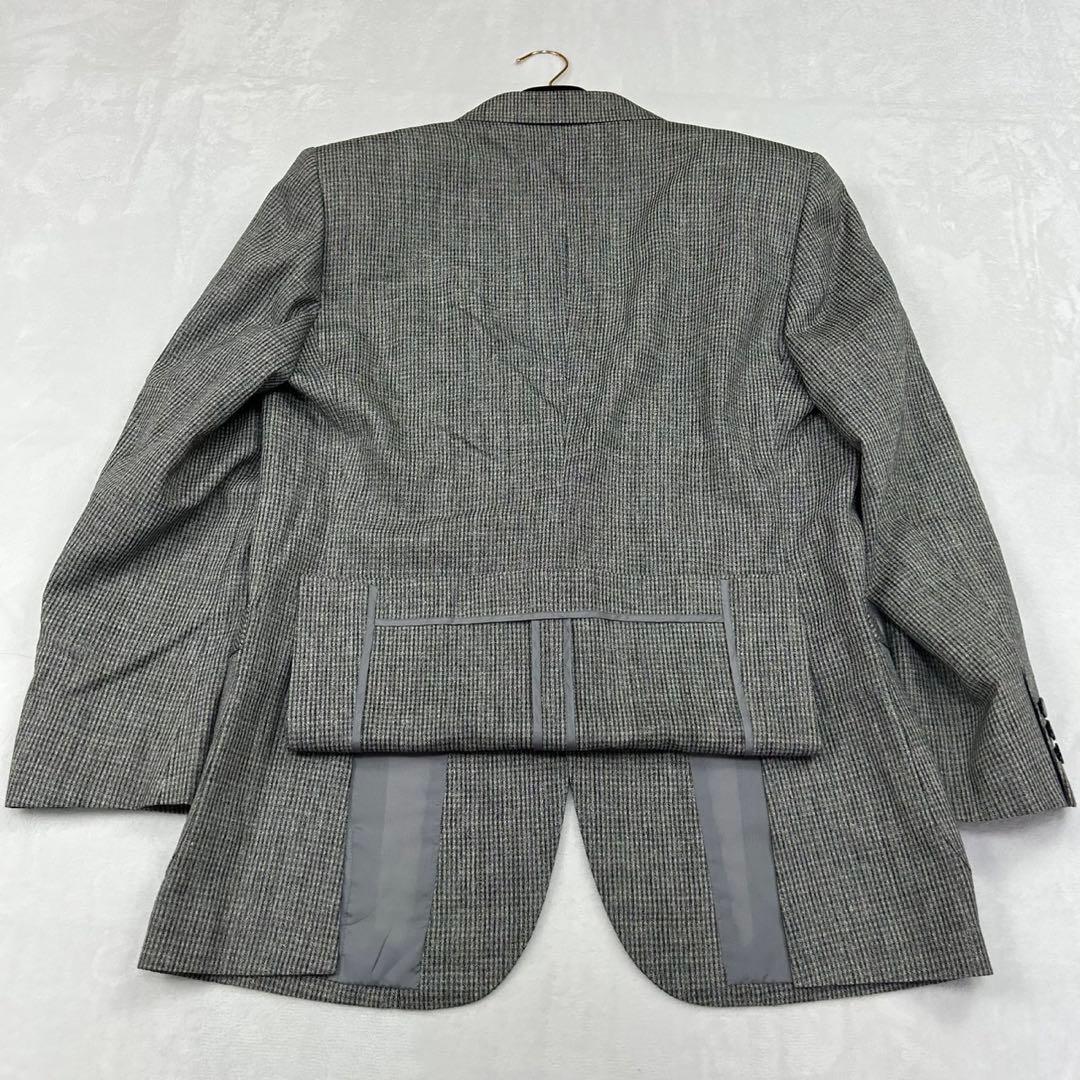 H58 L ランバン 麻 ウール シングル スーツ上下 グレー メンズ