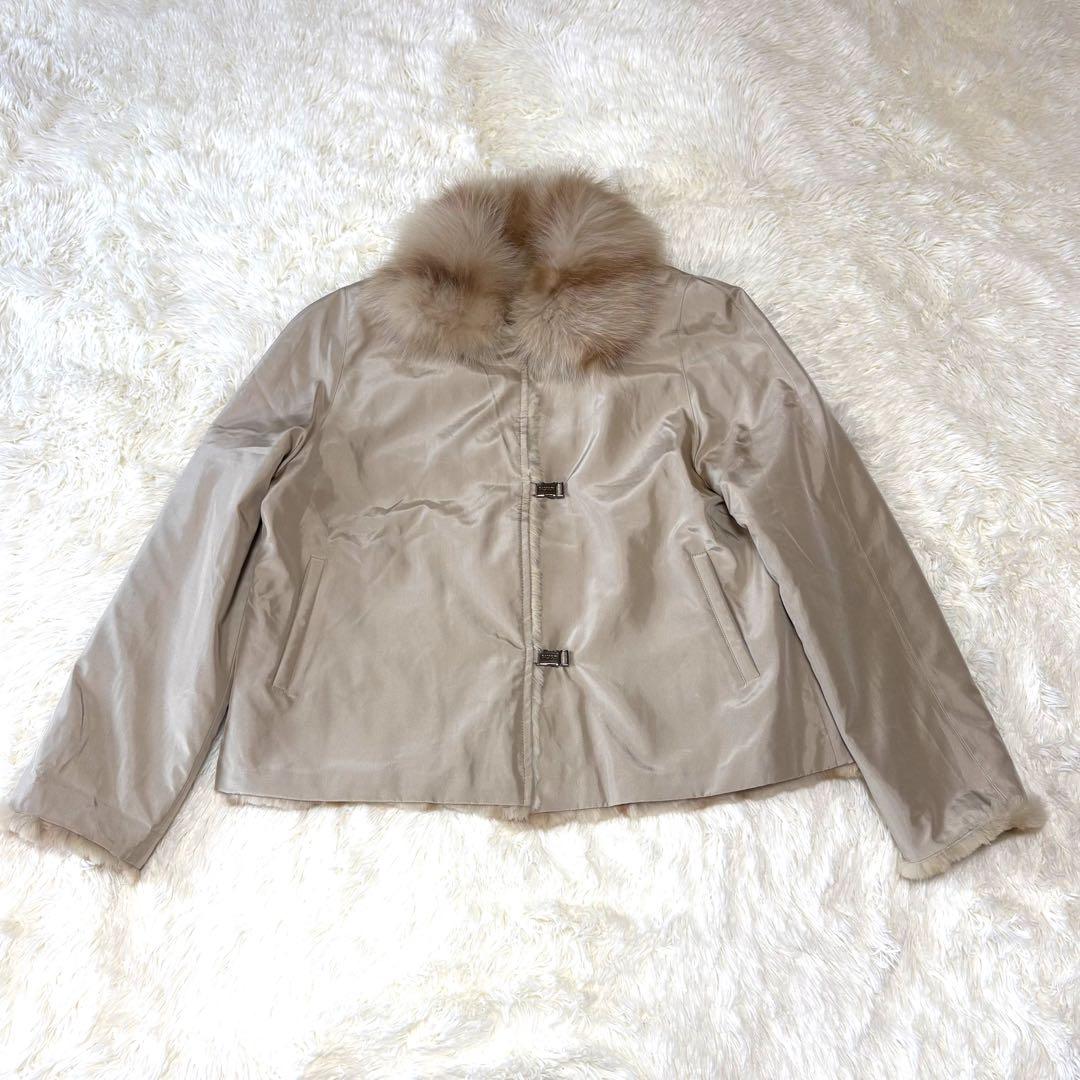 BALMAIN リバーシブル 毛皮ハーフコート フォックスファー シルク