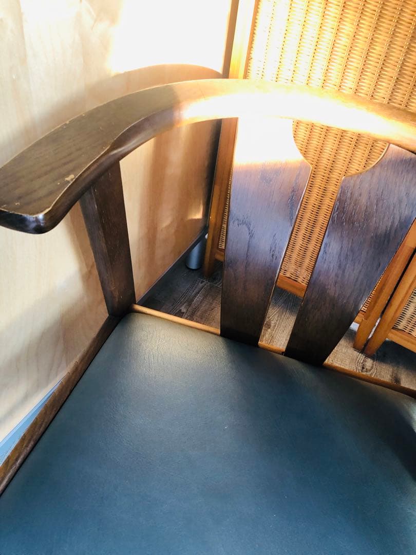 Fujimoku家具ダークブラウン 木製アームチェア 2脚セット