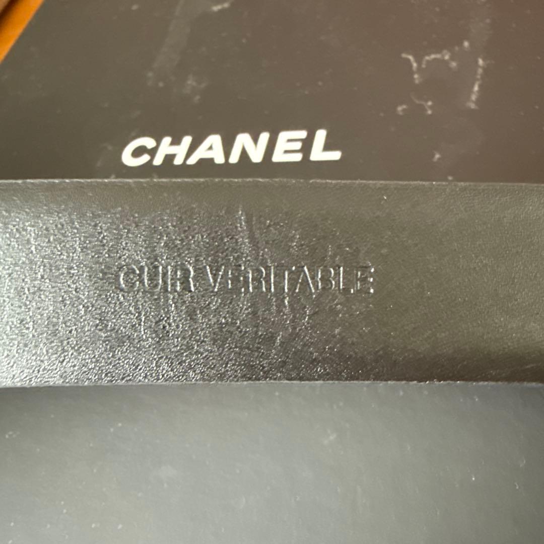 CHANEL 黒レザーベルト CCロゴ
