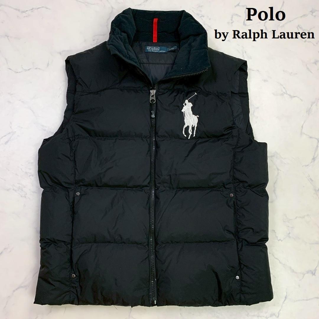 ポロラルフローレン ダウンベスト ビッグポニー刺繍 ブラック L　D950
