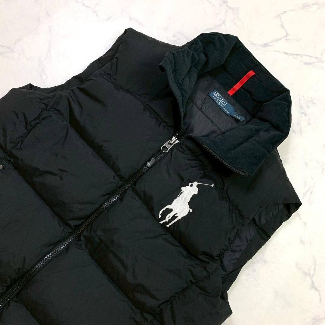 ポロラルフローレン ダウンベスト ビッグポニー刺繍 ブラック L　D950