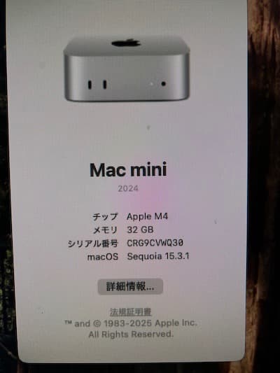 その他 Mac mini M4