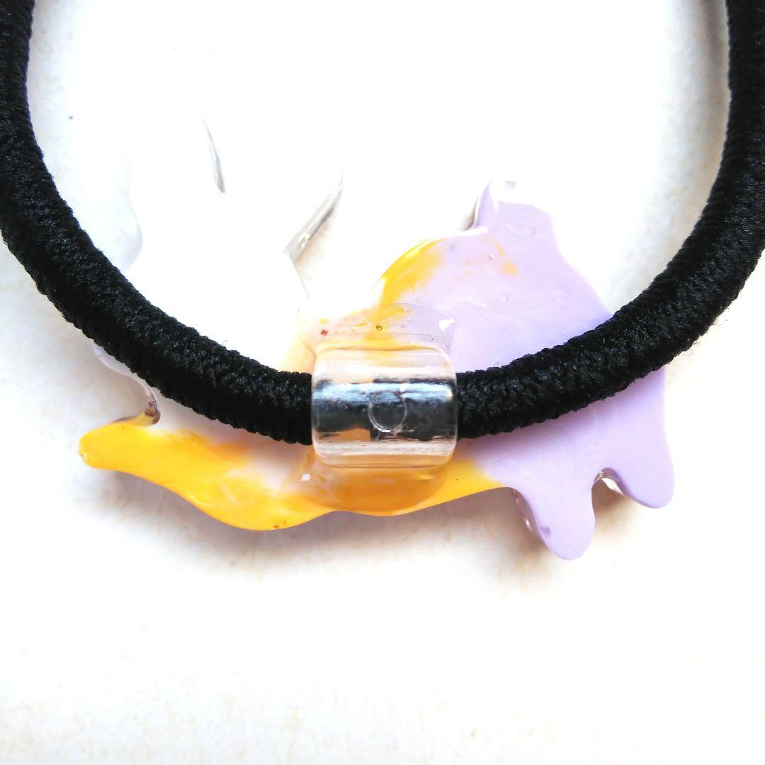 ヘアゴム レジン カラフル海がめさん かすみ草と貝殻