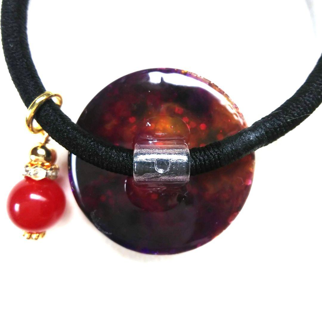 ヘアゴム レジン カラフル海がめさん かすみ草と貝殻