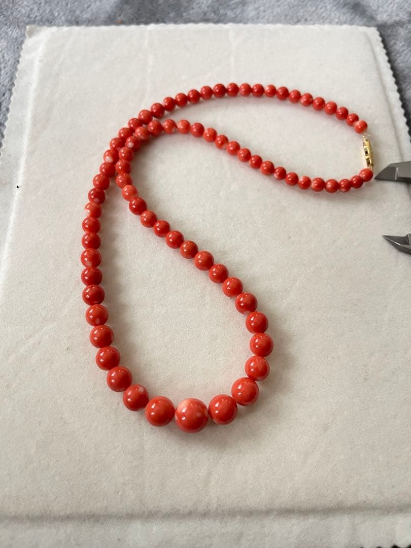珊瑚サンゴネックレス10.6mm、重约34.5g