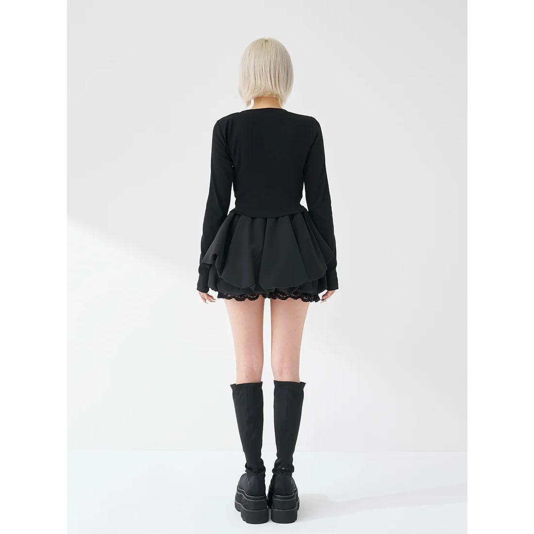 新品タグ付 シャイニーDDロゴコンパクトロングTシャツ ブラック ダーリッチ