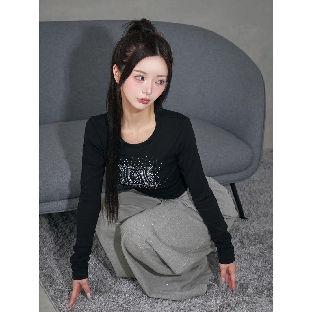 新品タグ付 シャイニーDDロゴコンパクトロングTシャツ ブラック ダーリッチ