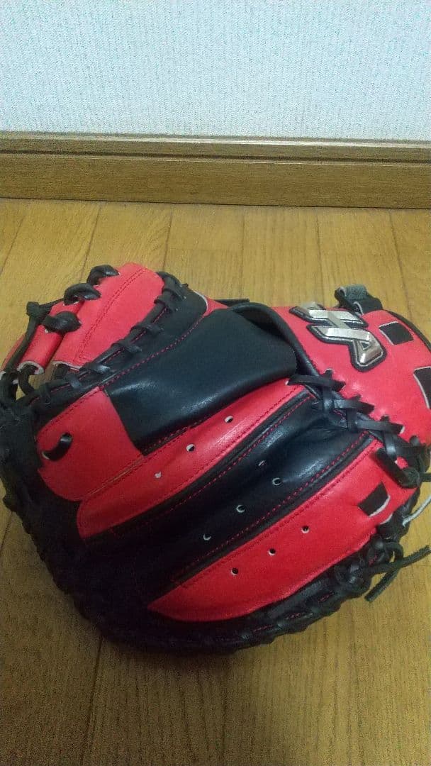 【良品】ハタケヤマ キャッチャーミット PRO-M08 軟式グローブ 赤黒 一般