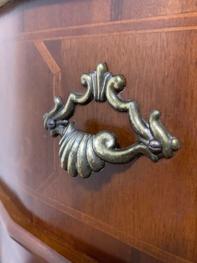 イタリア 4段チェスト 丸脚 象嵌 引き出し アンティーク調　収納　キャビネット