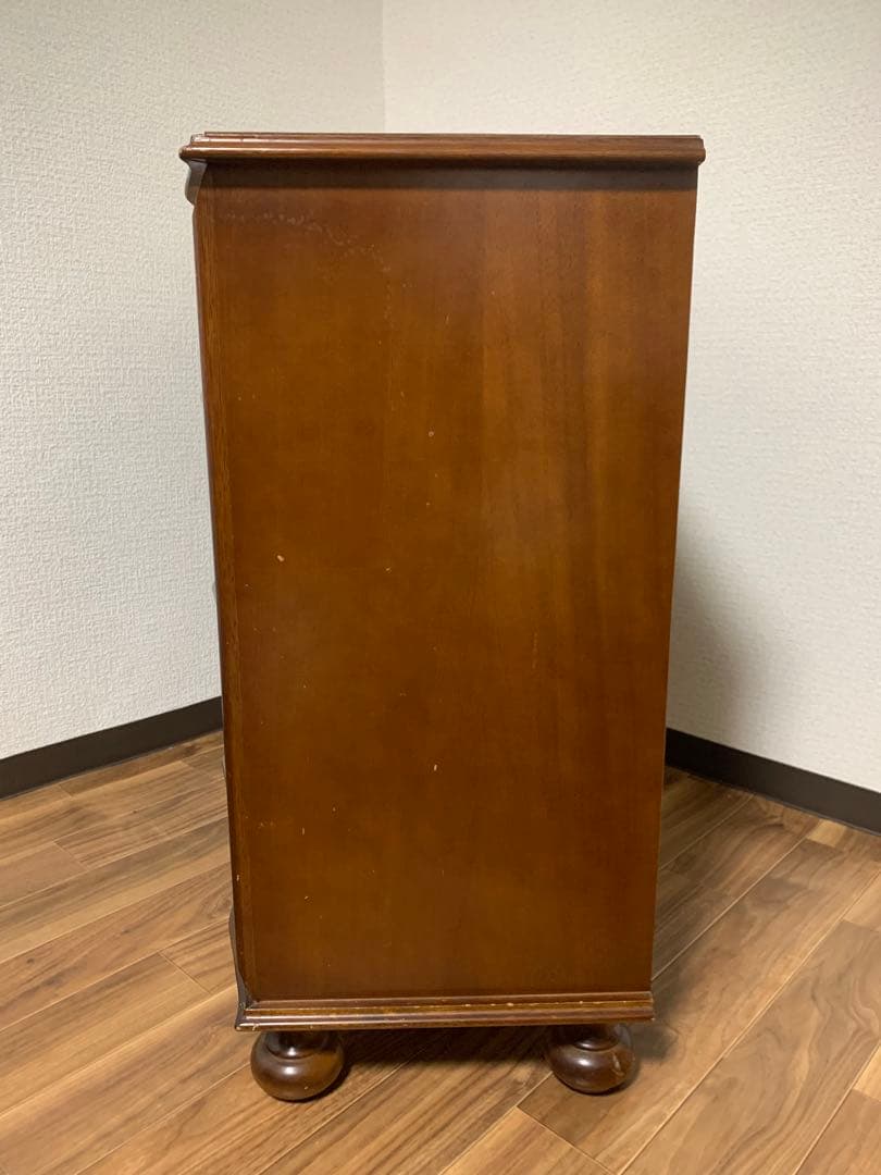 イタリア 4段チェスト 丸脚 象嵌 引き出し アンティーク調　収納　キャビネット