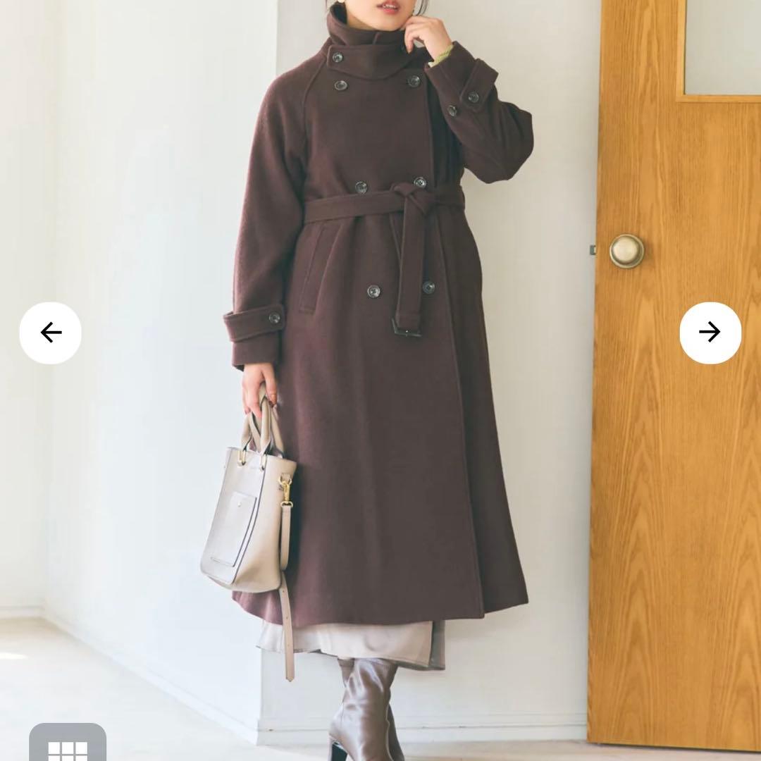 COHINA 2way カラーバック フレアウールコート-short