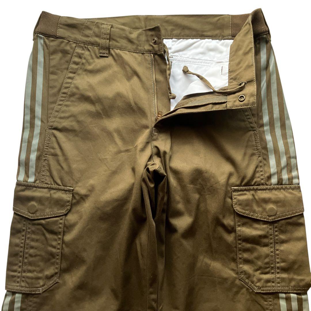 美品00s極太 adidas バギーカーゴパンツ けつロゴビッグプリント緑Y2K