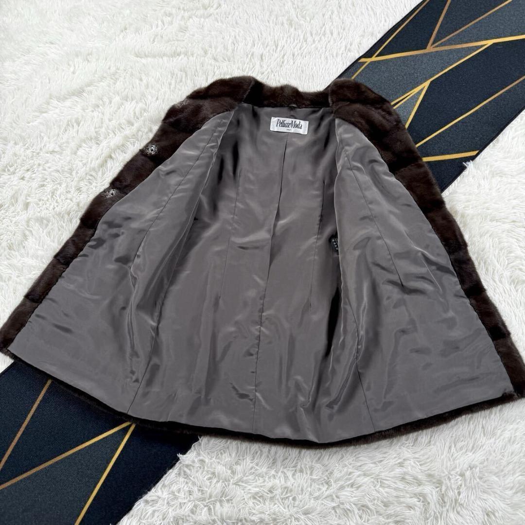 ペリーチェモーダ ミンク ブラウン系 コート L相当 七分袖 AA241