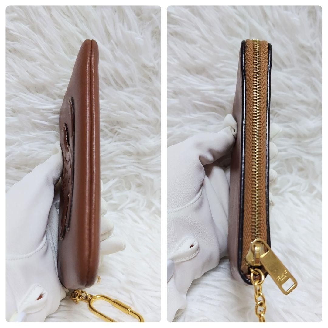 美品✨セリーヌ◇キュイルトリオンフケース　キーリング　ゴールド金具ブラウン