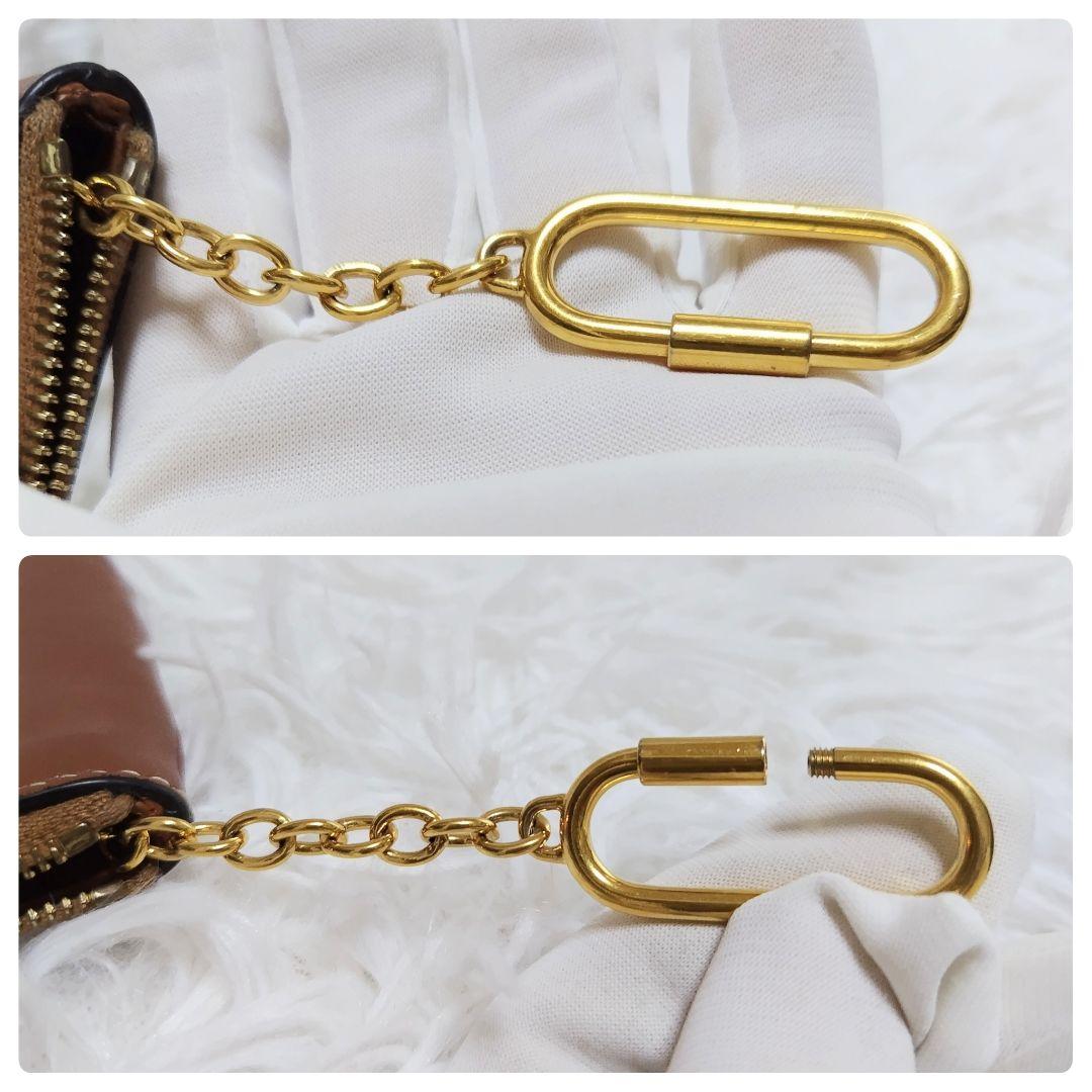 美品✨セリーヌ◇キュイルトリオンフケース　キーリング　ゴールド金具ブラウン