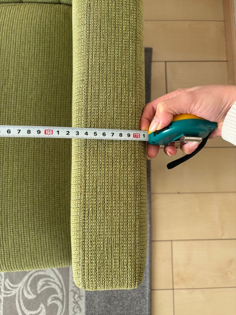 マルイチセーリング　ファブリックソファ 3人掛け ソファ　グリーン　木製　美品