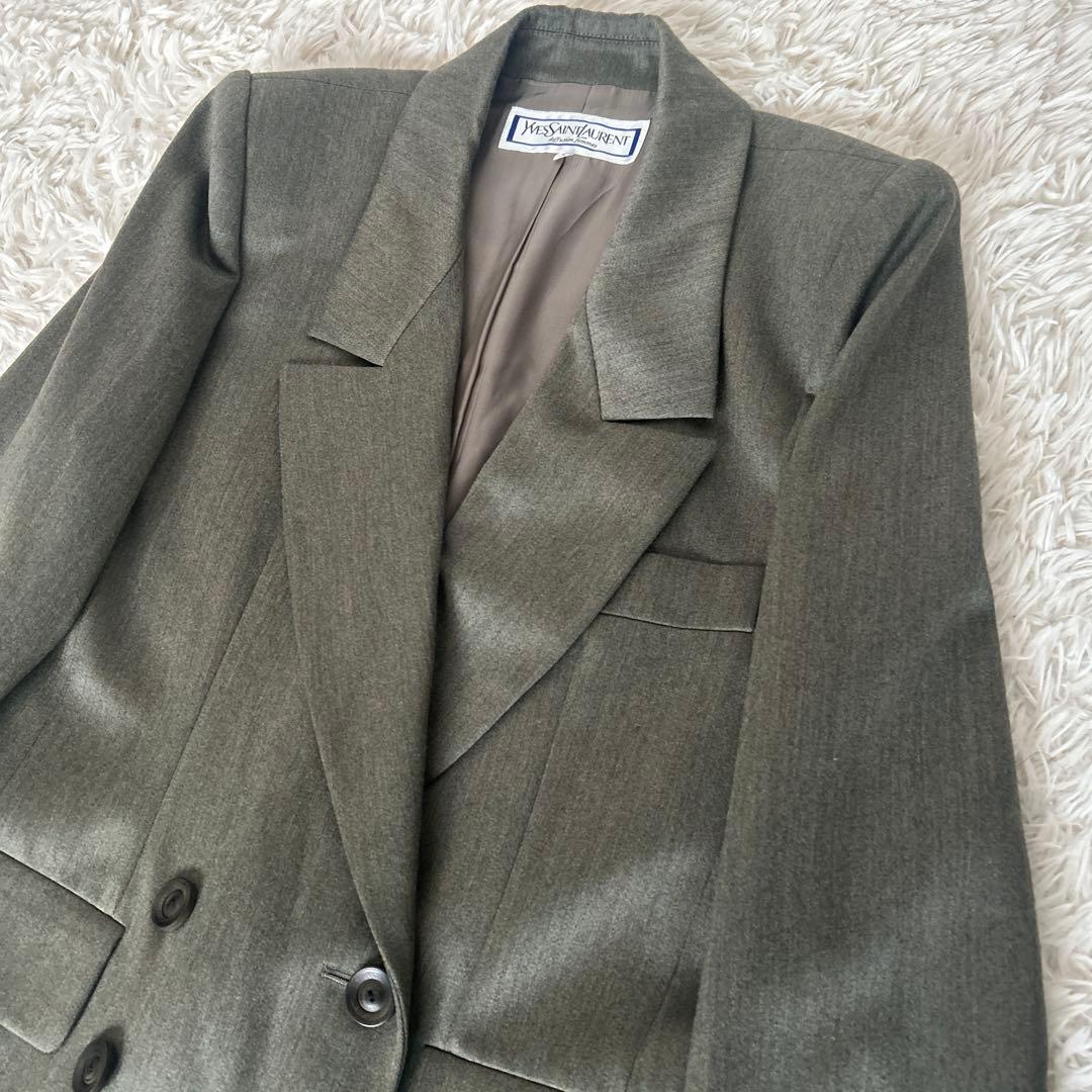 ✨美品✨イヴサンローラン スカートスーツ　ダブル　ウール　セットアップ　M L