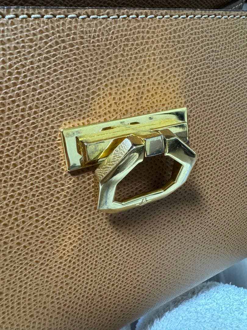 カルボッティ ブラウンレザー ハンドバッグ ゴールド金具