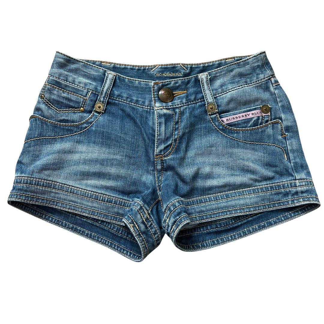 バーバリーブルーレーベル　デニムショートパンツ　ロゴ刺繍　Y2K