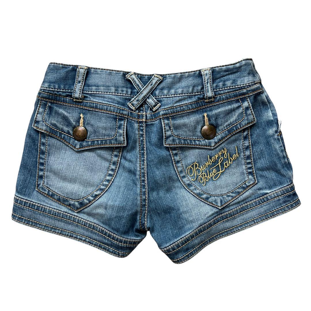 バーバリーブルーレーベル　デニムショートパンツ　ロゴ刺繍　Y2K