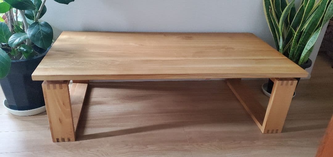 天然木　ローテーブル　四角脚