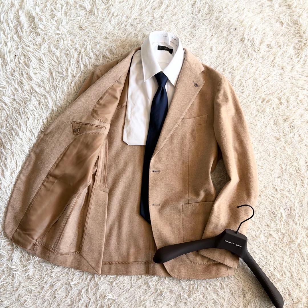 <極美品>TAGLIATORE×ブリッラ ベビーキャメル100% ジャケット46