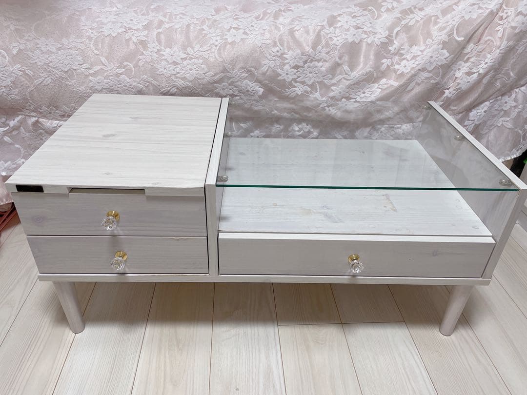 【完成品】幅90 ドレッサーテーブル　ホワイト　DIY向き