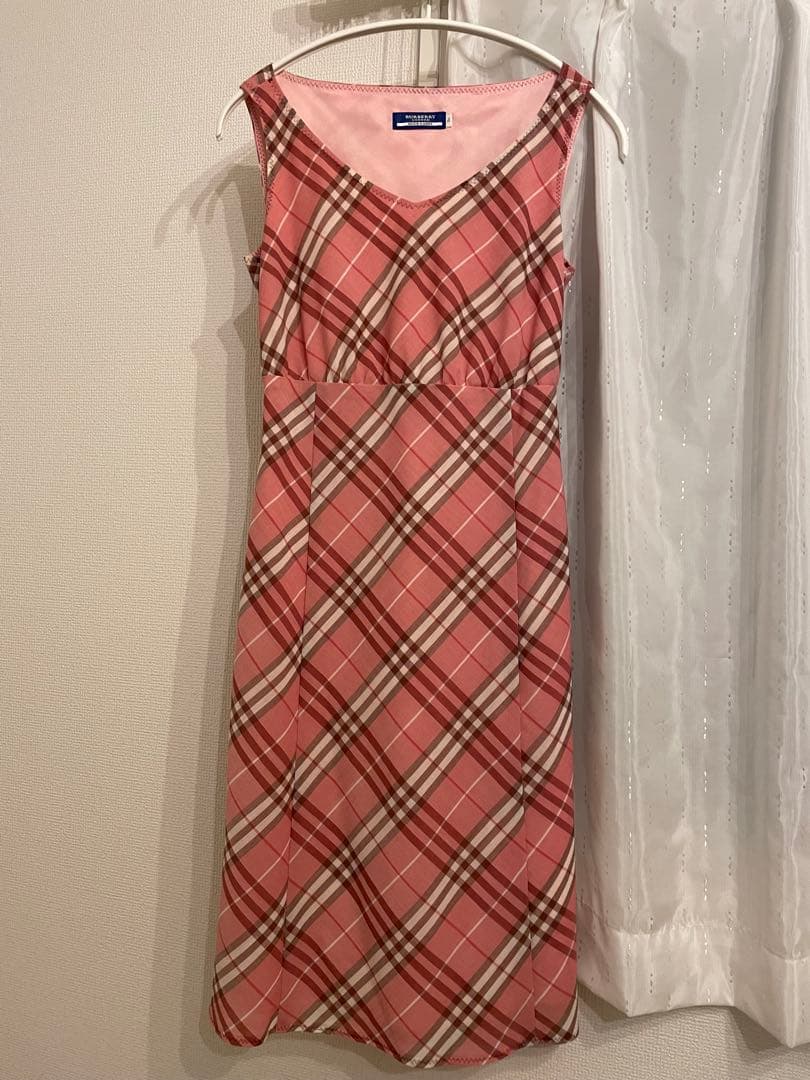 BURBERRY ピンク チェック ノースリーブ ワンピース　サイズ36