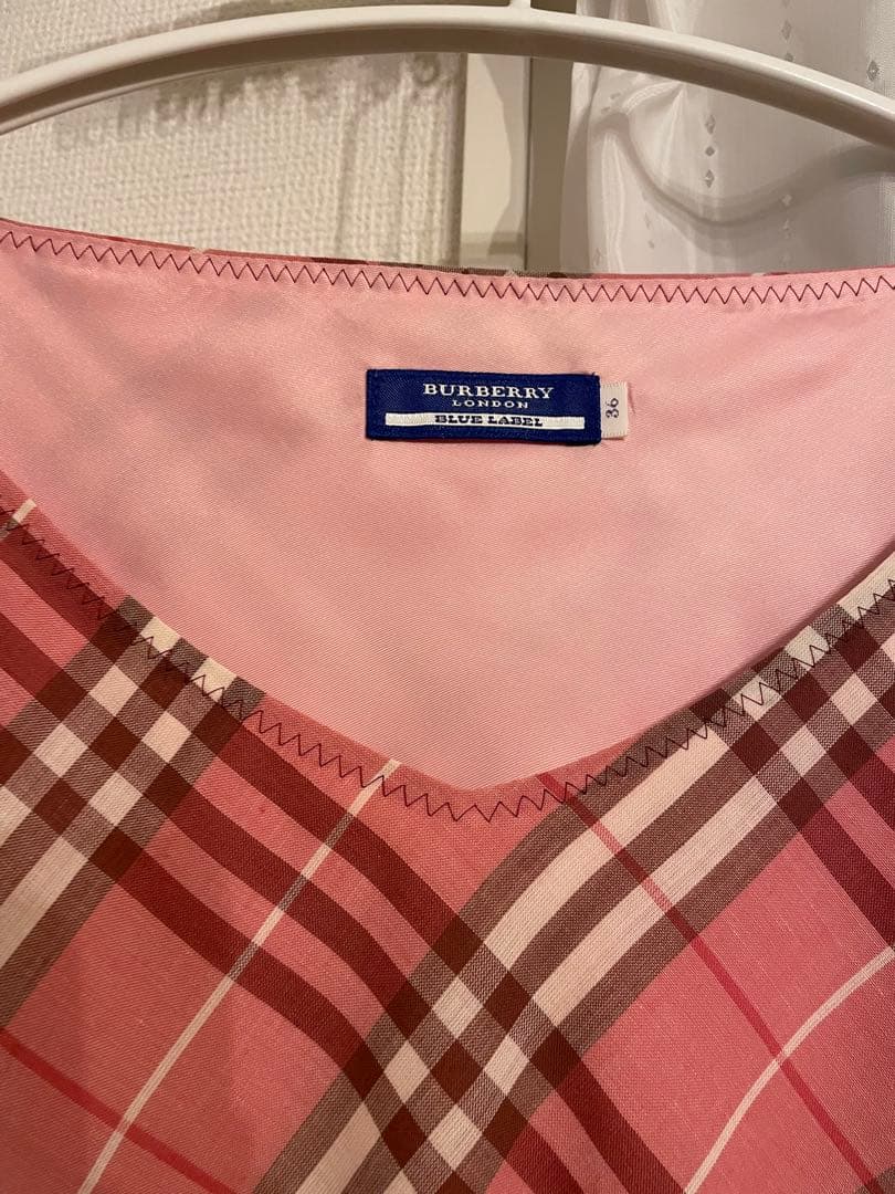 BURBERRY ピンク チェック ノースリーブ ワンピース　サイズ36