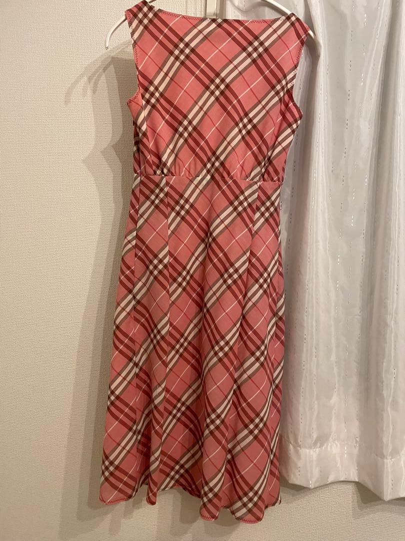 BURBERRY ピンク チェック ノースリーブ ワンピース　サイズ36