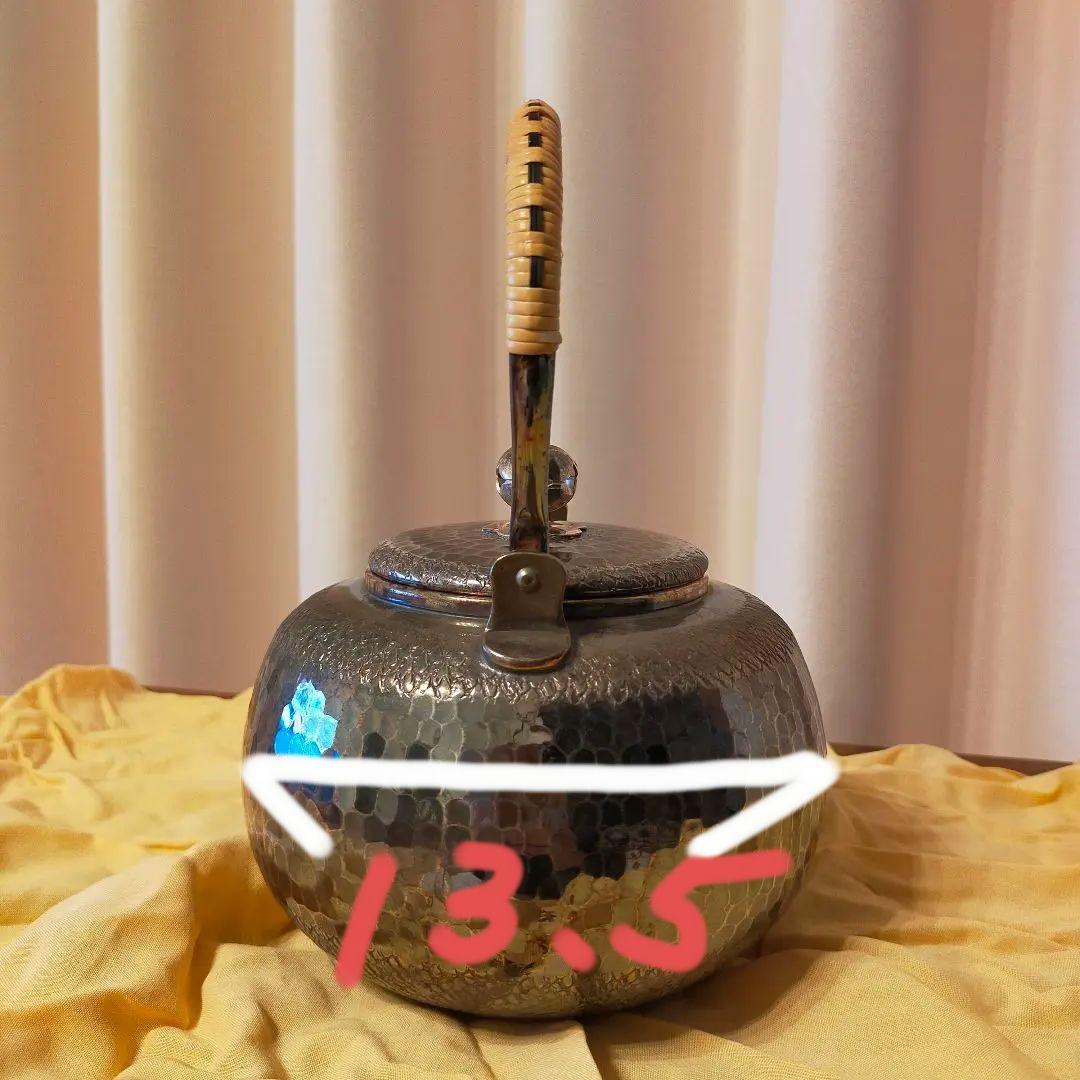 秀峯堂造　茶道具　銀いぶし仕上げ　急須　471g