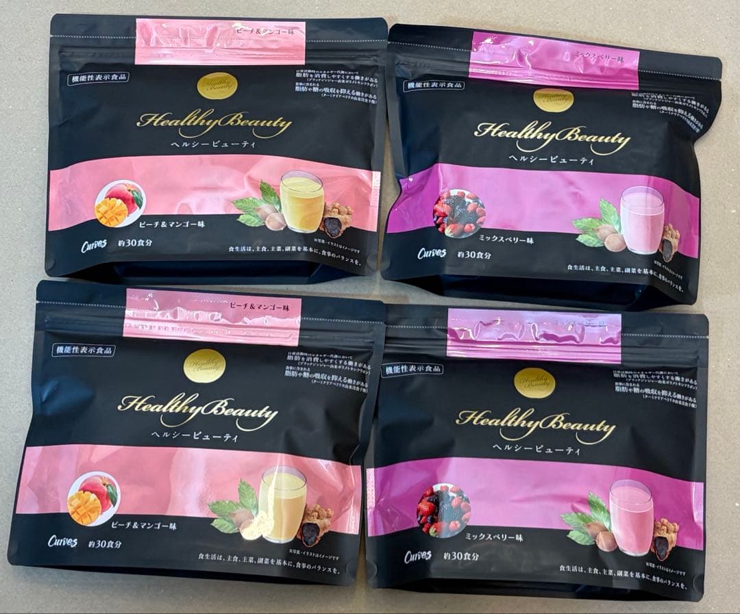 【新品】カーブスヘルシービューティー　ミックスベリー味　ピーチ＆マンゴー味　4袋