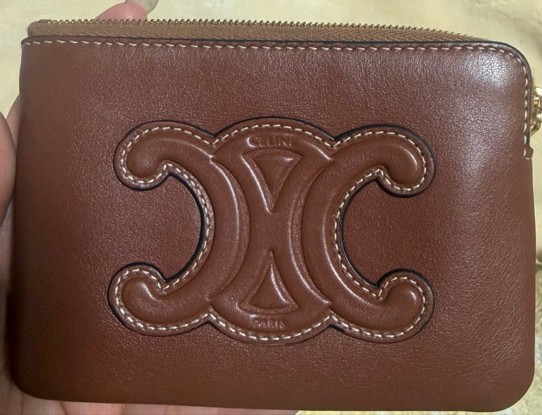 CELINE パース ケース スムースカーフスキン トリオンフ タン