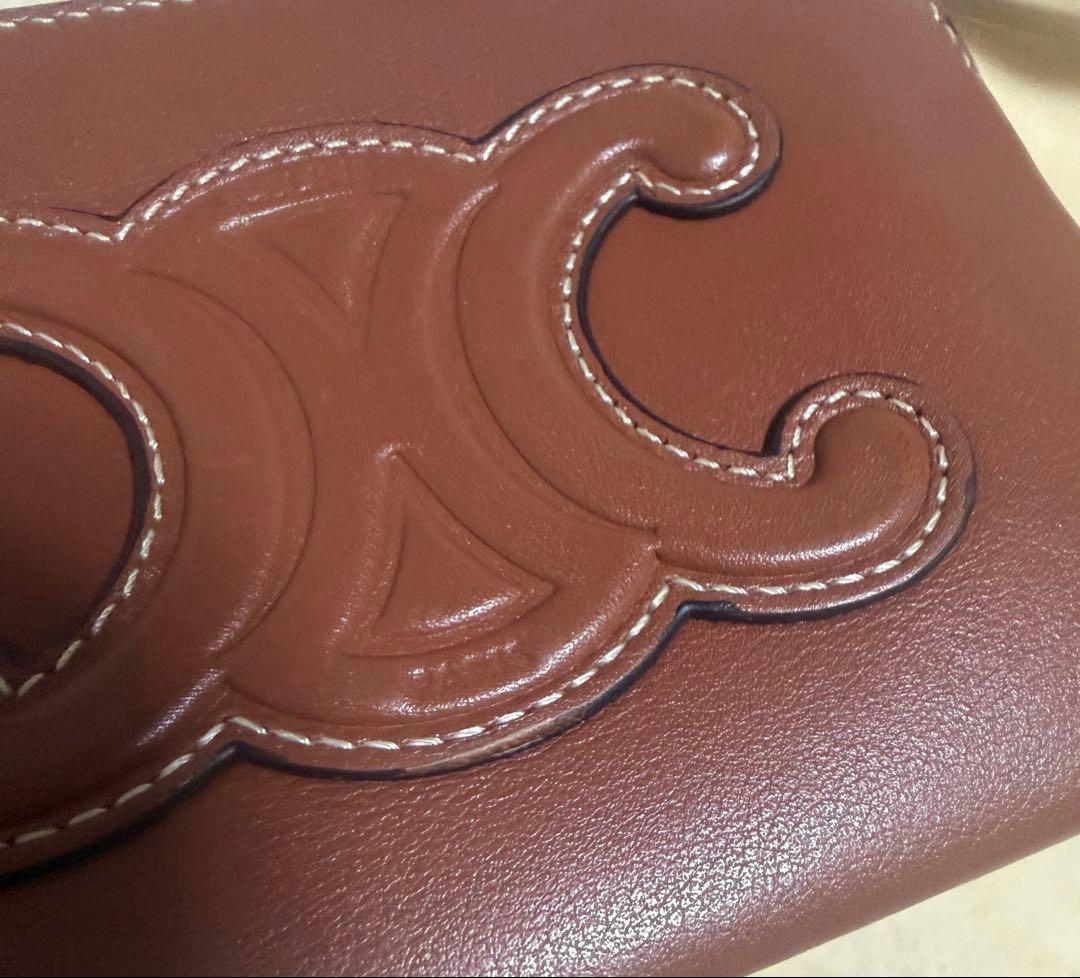 CELINE パース ケース スムースカーフスキン トリオンフ タン