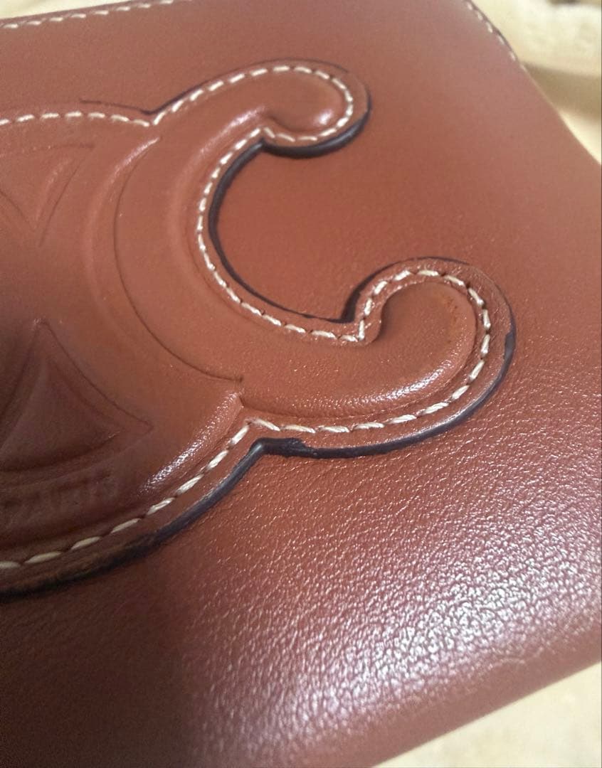 CELINE パース ケース スムースカーフスキン トリオンフ タン