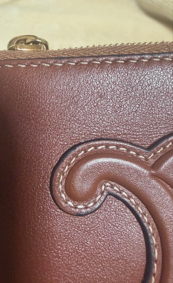 CELINE パース ケース スムースカーフスキン トリオンフ タン