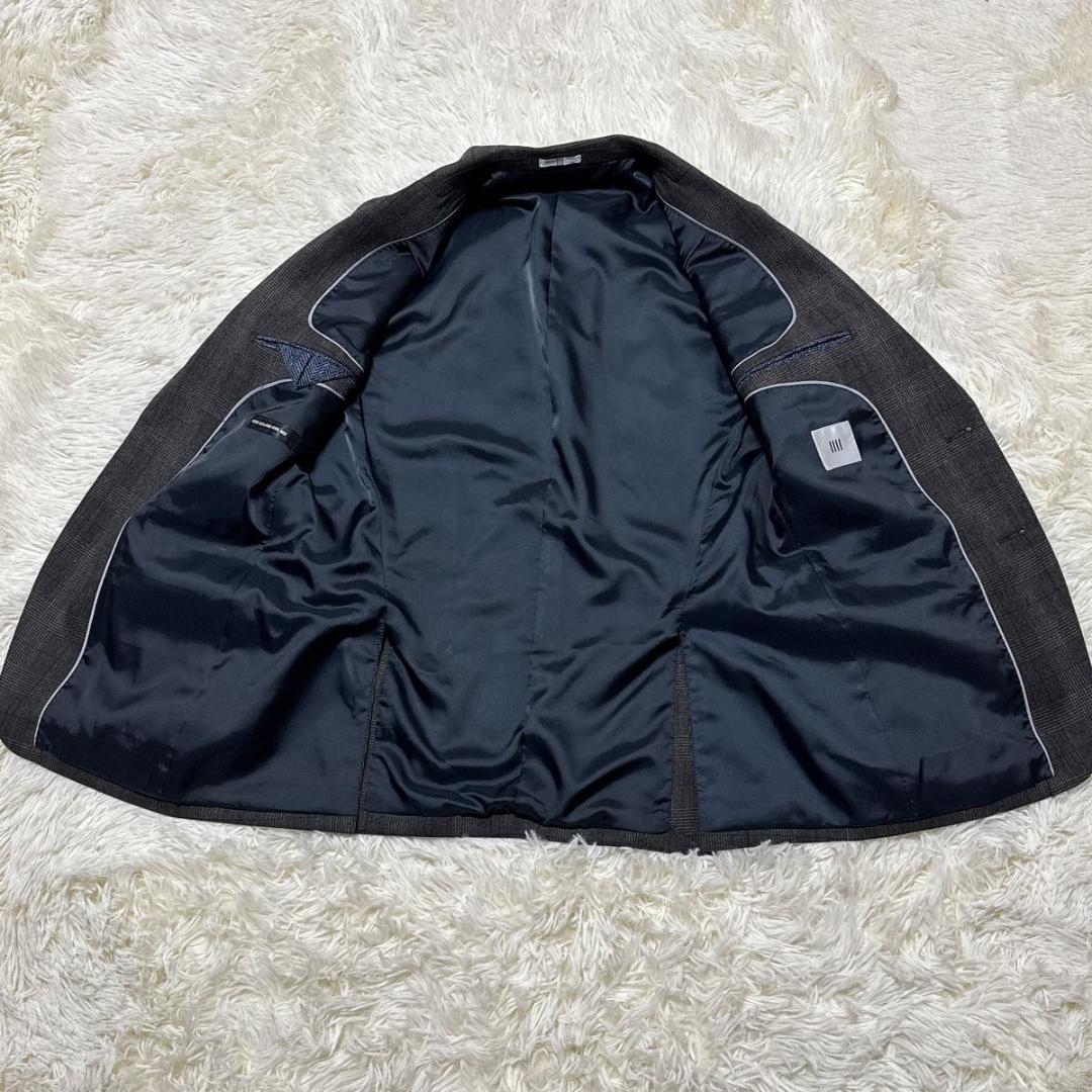 スーツセレクト　スーツ上下　ニュージーランドウール　グレンチェック　A6 濃茶