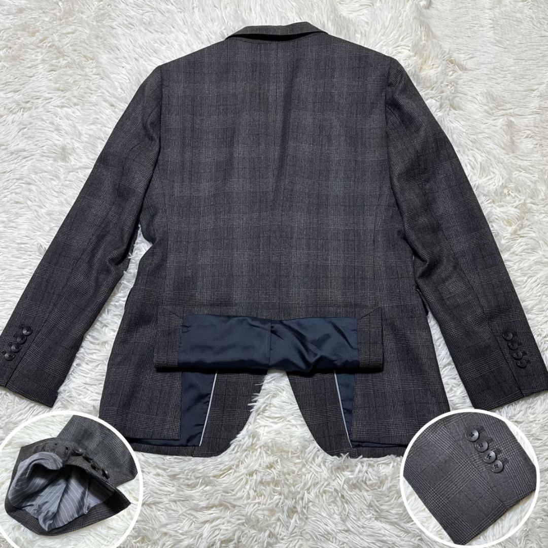 スーツセレクト　スーツ上下　ニュージーランドウール　グレンチェック　A6 濃茶