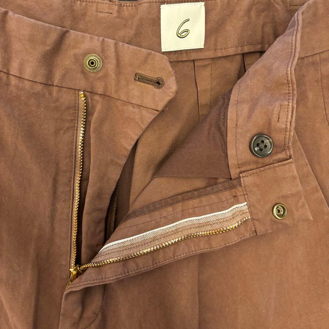 ＜6(ROKU)＞コットン チノ ワイド パンツ　ブラウン　34