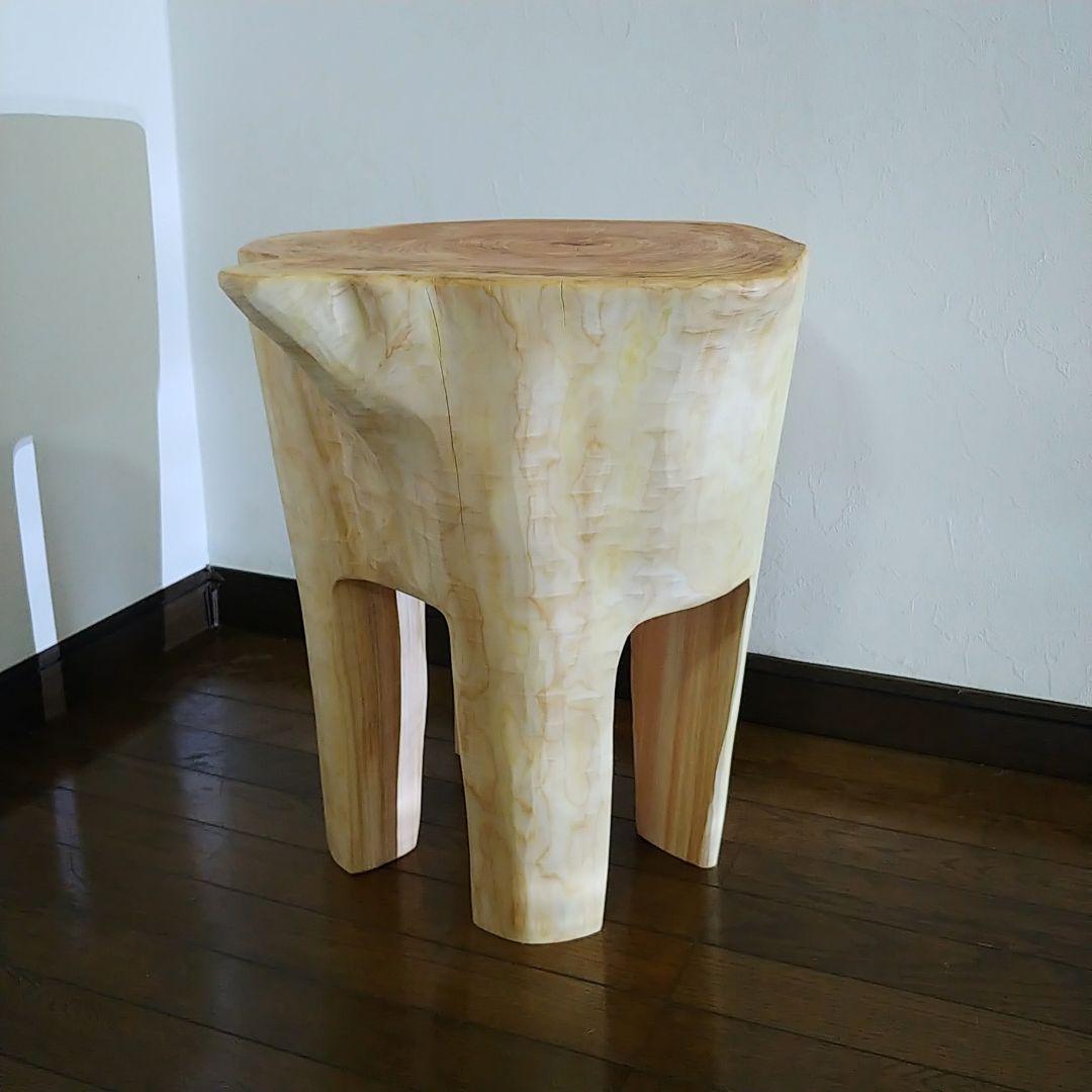 丸太スツール　丸太サイドテーブル　ヒノキ根元