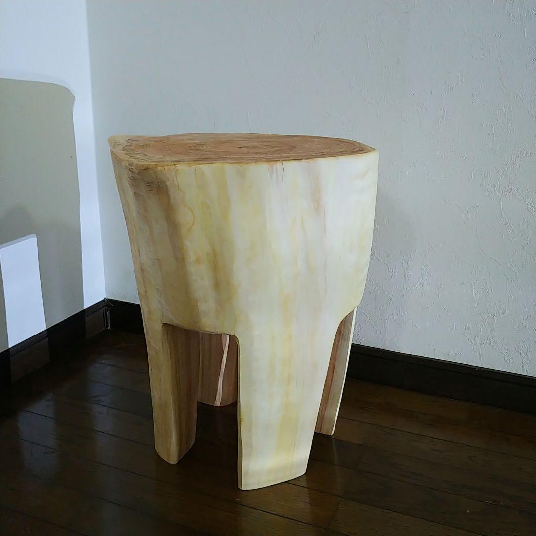 丸太スツール　丸太サイドテーブル　ヒノキ根元