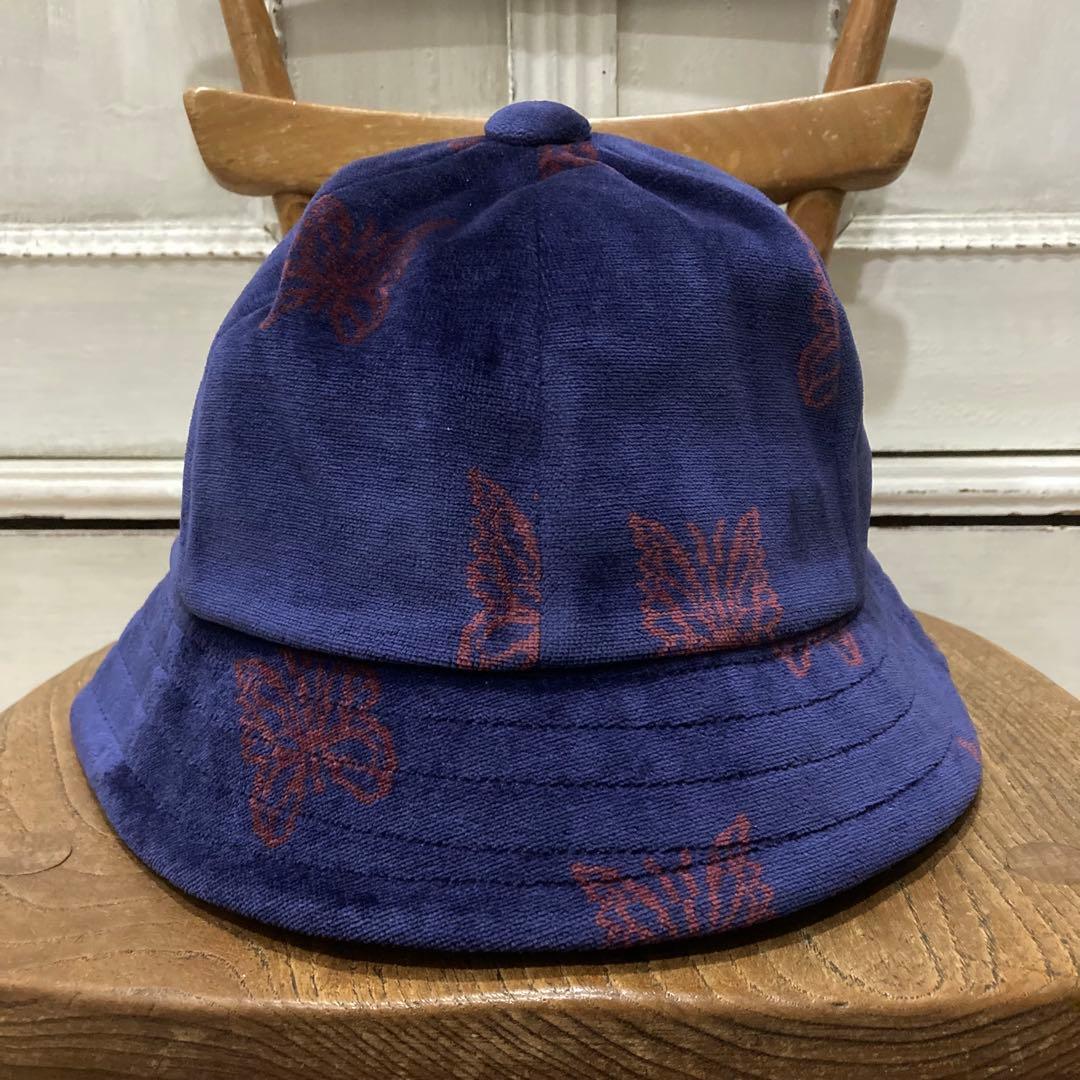 未使用 Needles バミューダハット L ネイビー ベロア パピヨン柄