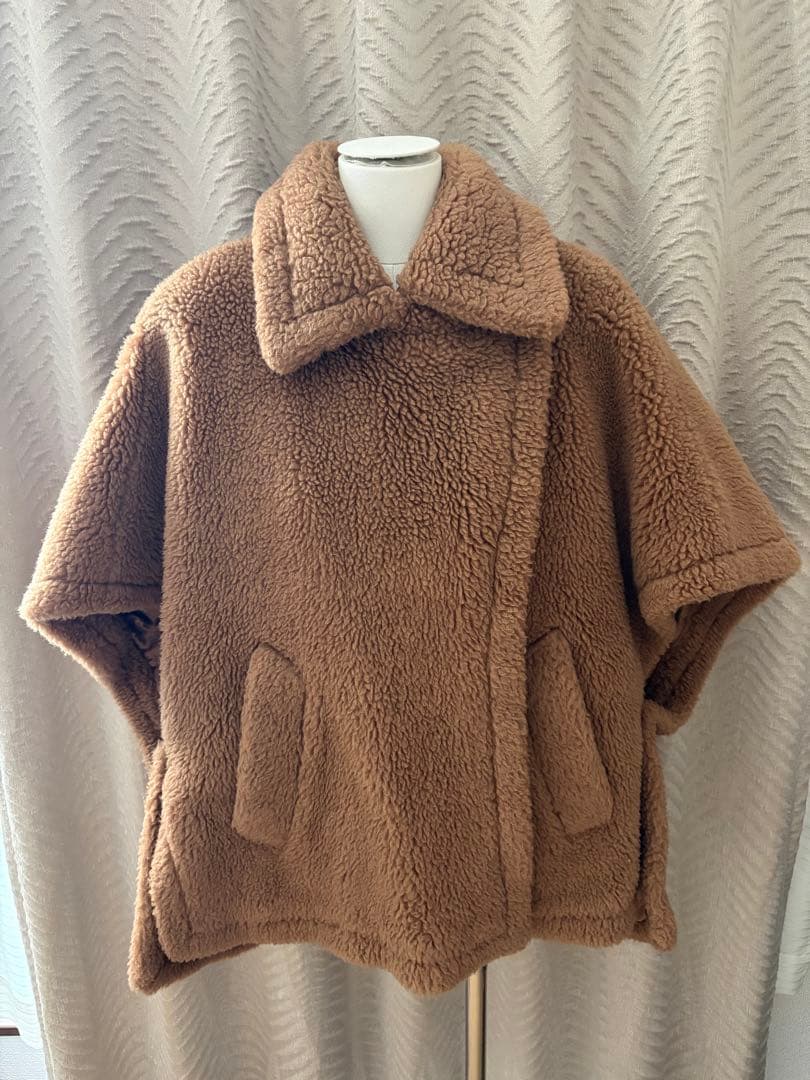 MaxMara テディベア　キャメル　ポンチョ　ケープ　コート